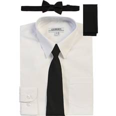 Long Sleeves Suits Gioberti Gioberti Boy Long Sleeve Dress Shirt Solid Tie Bow Tie and Hanky