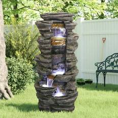 Bed Bath & Beyond 40-inch Outdoor Water Fountain Lights Rockery Waterfall