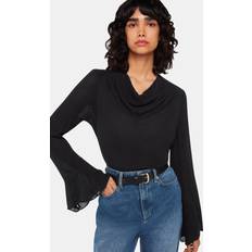 Black - Solid Colour Blouses Whistles Pia Plisse Cowl Neck Blouse, Black