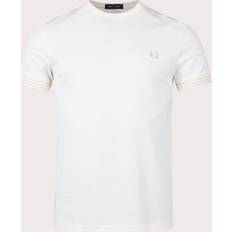 Fred Perry White Tops Fred Perry Striped Cuff T-shirt Ecru Cream