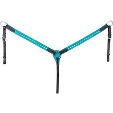 Suede Bridles King Series Buckstitch Breastcollar Turquoise Horse