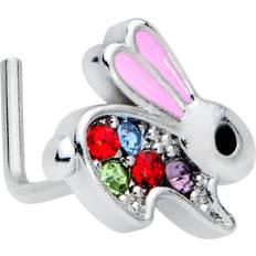 Women Piercings Body Candy Gauge 7mm Red Gem Bunny Rabbit Shaped Nose Ring Piercing mm ball