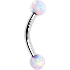 Cheap Piercings Body Candy White Synthetic Opal 3mm Ball Internally Threaded Curved Eyebrow Ring 5/16