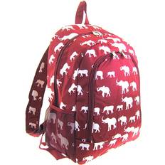 Canvas - Women School Bags Elephant Print Full Sized Backpack Burgundy Red