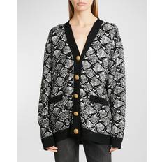 Balmain Vesten Balmain Snakeskin Jacquard Knit Cardigan black