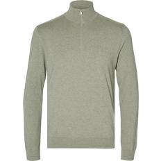 Homme - Vert Cardigans Selected Pull Col Montant Zippé En Coton - Taille - Vert