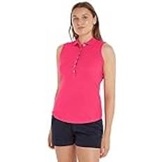 Tommy Hilfiger Pink Polo Shirts Tommy Hilfiger Ärmelloses Slim Fit Poloshirt BRIGHT CERISE PINK