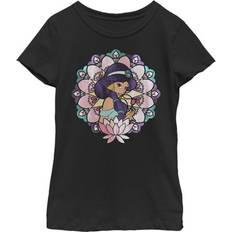 Florals T-shirts Children's Clothing Disney Girl's Aladdin Jasmine Lotus Flower Child T-Shirt Black