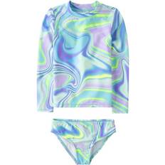 Swimsuits The Children's Place The Children's Place Girls Marble Rashguard Swimsuit Blue Blue