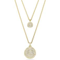 Swarovski Meteora layered pendant, White, Gold-tone plated