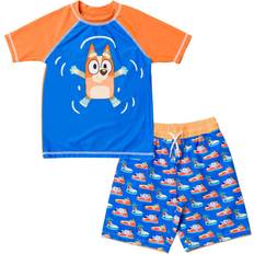 Swim Shorts Bluey Bluey Bingo Toddler Boys Rash Guard and Swim Trunks Outfit Set Blue Orange 2T