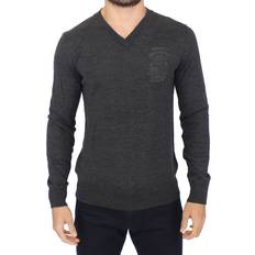 Ermanno Scervino Gray Wool Blend V-neck Pullover Sweater IT46