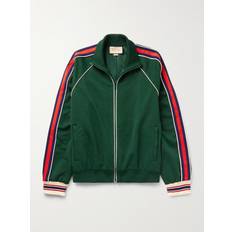 Gucci Outerwear Gucci Striped Logo-Jacquard Tech-Jersey Track Jacket Men Green