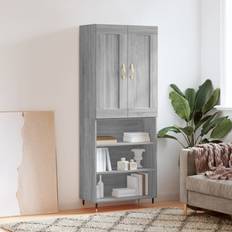 vidaXL Alto Madera Contrachapada Gris 69.5 x 34 x 180 cm Aparador