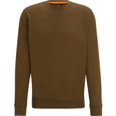 BOSS Cotton Terry Sweatshirt with Logo Patch - Open Green