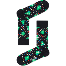 Happy Socks Black Christmas Night Crew Sock - Black/White/Light Yellow/Red/Blue/Green