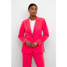 Polyester Dressjakker Kaffe Long Sleeve Blazer With Frontal Button Detail Fuchsia