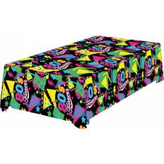 Rectangular Tablecloths Horror-Shop 80's forever 137x274cm schwarz/pink/blau/gelb Tischdecke