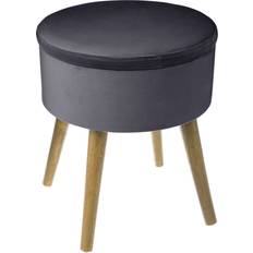 Gris Tabourets Atmosphera Coffre Velours Bleu Gamme TESS Tabouret