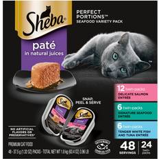 Sheba Wet Cat Food Pate Variety Pack, Signature Seafood, Delicate Salmon Tender PORTIONS