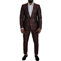 Røde Dresser Dolce & Gabbana Bordeaux Silver GOLD Slim Fit Suit IT50