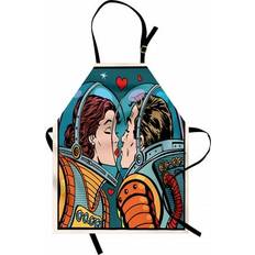 Women Aprons Ambesonne Love Space Man And Woman Kitchen Bib Apron Multicolour