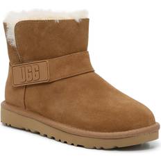 UGG Women's Mini Bailey Graphic Logo Strap Fashion Boot, Chestnut