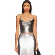 Argento - Donna Canottiere ROTATE Birger Christensen Metallic Crop Top - Silver