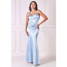 Cowl Back Satin Maxi Dress Blue