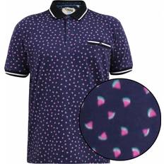 Polo Shirts D555 by Duke Duke Mens Big D555 Melon Print Polo Shirt With Ribbe