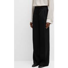 The Row Roan High-Rise Wool Wide-Leg Pants - Black