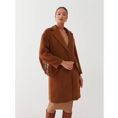 Guess Dam Kappor & Rockar Guess Fringes Wool Blend Coat Brown