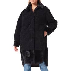 HUGO BOSS Relaxed-fit teddy coat with patch pockets Black