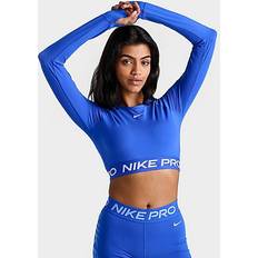 Nike Pro Dri-Fit 365 Crop Haut Manches Longues Femmes - Bleu