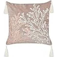 Polyester Housses de coussin Beliani Dekokissen Mazzaella 45 x 45 cm Kissenbezug Beige (45x45cm)