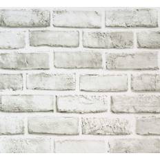 Abyssaly 17.7" X 393.7" Brick Wallpaper Peel and Stick Grey/White Removable Wall Paper Shelf Paper Self Adhesive Brick Backsplash Wallpaper Peel and Stick Fireplace Decoration Wallpaper