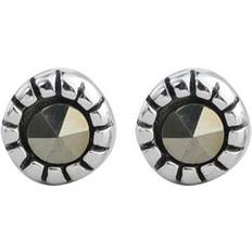 Brown Earrings Round Mini Stud Earrings - Silver/Brown