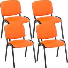 CLP Sillas de oficina CLP Set 4 Sillas De Reuniones Ken En Cuero Pu Naranja 53 x 53 x 83 cm Silla de oficina