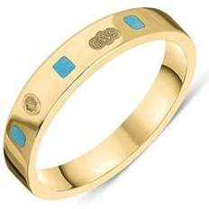 L Rings C. W. Sellors 9ct Gold Turquoise King's Coronation Hallmark Princess Cut 4mm Ring