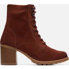 Clarks Lace Boots Clarks Suede Heeled Boots Tan