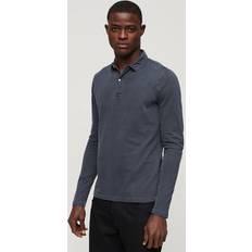 Superdry Polotrøjer Superdry Studios Navy Langærmet Strikket Poloshirt - Blå