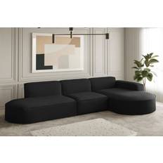 Argent/Chrome - Canapé en U Canapés Designersofa PALMA Opera Velvet Schwarz Ottomane Rechts Canapé