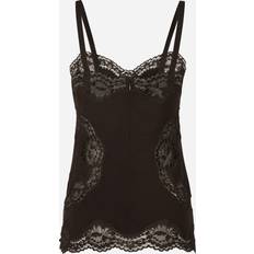 Dolce & Gabbana Vrouw Bodysuits Dolce & Gabbana Wool Jersey Lingerie Top Lace