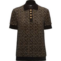 Balmain Polo's Balmain Poloshirt Met Monogramprint - Zwart