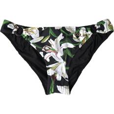 Dolce & Gabbana Bikini Tops Dolce & Gabbana Black Lily Print Swimwear Bottom Beachwear Bikini IT2