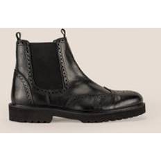 Laced Chelsea Boots Grant Leather Brogue Chelsea Boots Black