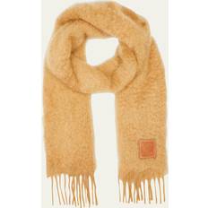 Loewe Womens Camel Anagram Logo Patch Mohair Wool Blend Scarf