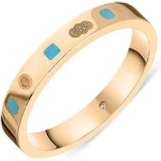 L Rings C. W. Sellors 9ct Rose Gold Turquoise King's Coronation Hallmark Princess Cut 3mm Ring