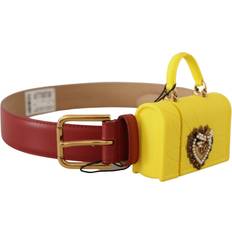 Yellow Belts Dolce & Gabbana Red Leather Yellow DEVOTION Heart Bag Buckle Belt