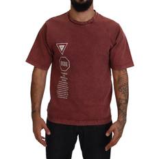 Dolce & Gabbana Red T-shirts Dolce & Gabbana Maroon Print Round Neck Short Sleeves Men's T-shirt